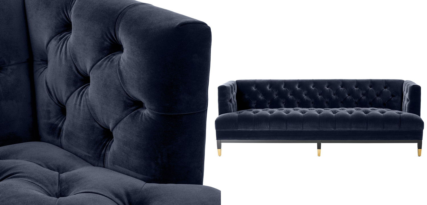Диван Eichholtz Sofa Castelle midnight blue - фото №1
