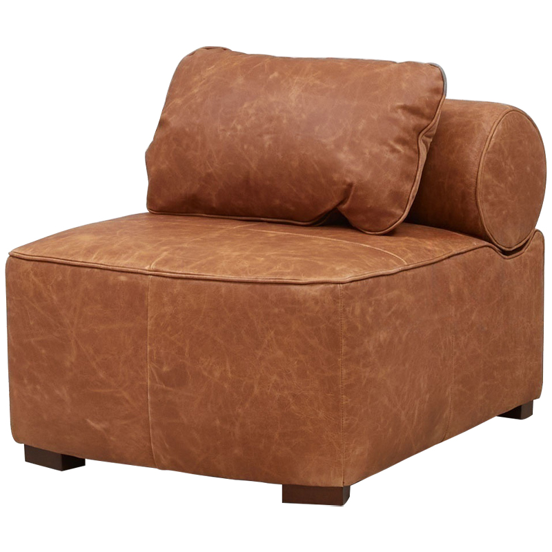 Кожаное модульное кресло коричневое без подлокотников с подушкой Coul Leather Modular Armchair 167600₽