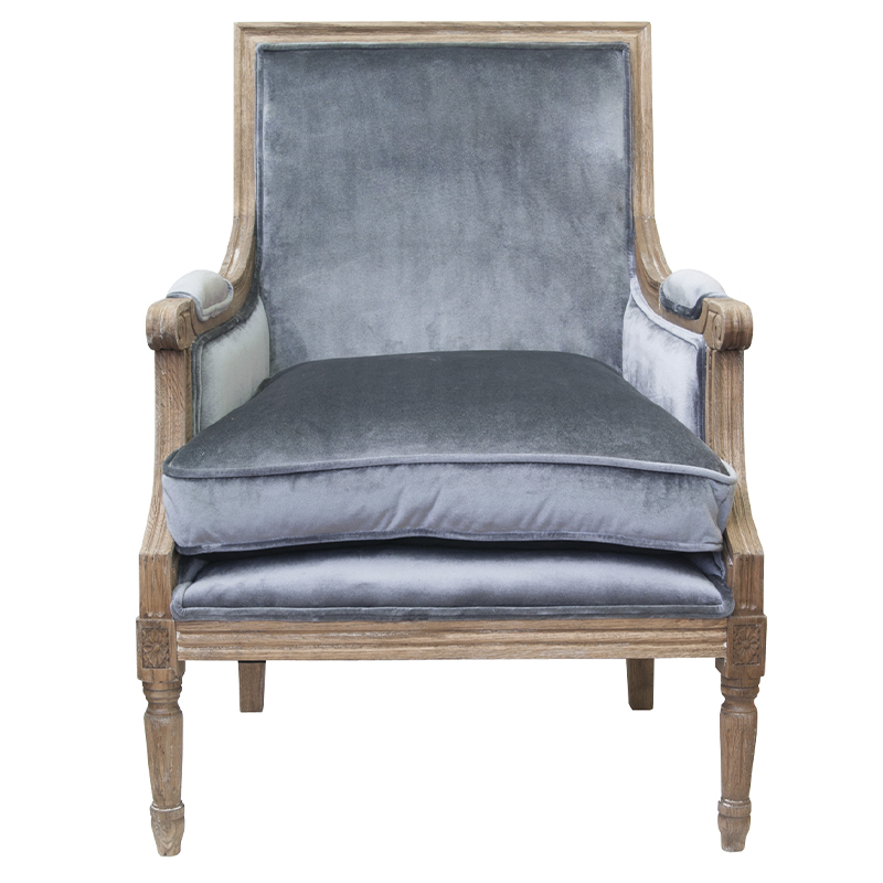 

Кресло William Classical Armchair grey velvet