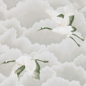 Обои в Японском стиле ручная роспись Cranes In Flight Platinum