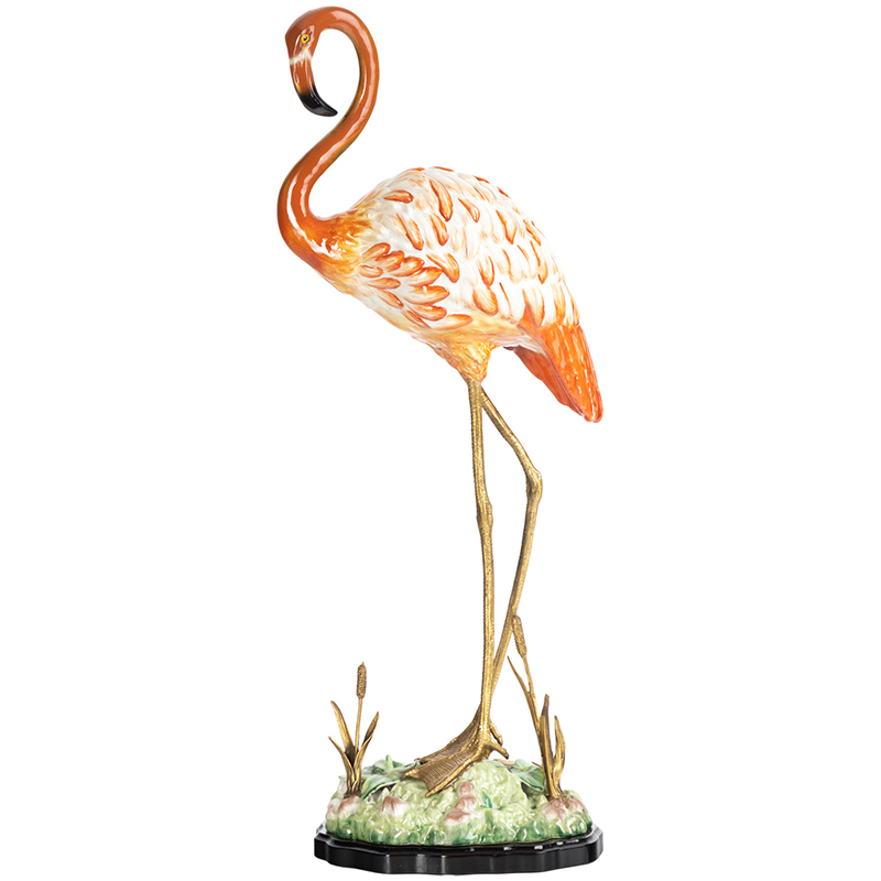 Декоративная статуэтка Flamingos Porcelain Statuette Красный Зеленый Бронза в Москве | Loft Concept 