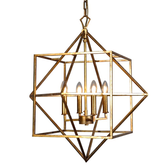   CUBIST Chandelier Gold 4 bulbs    | Loft Concept 
