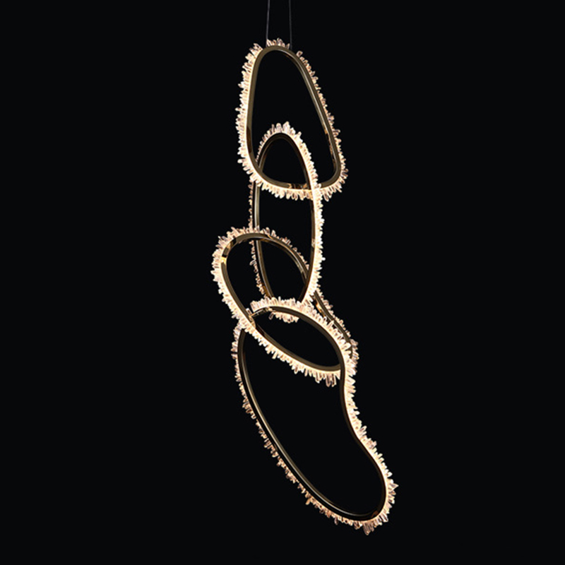  Four Vertical Chain Quartz Rings Crystal Chandelier       | Loft Concept 