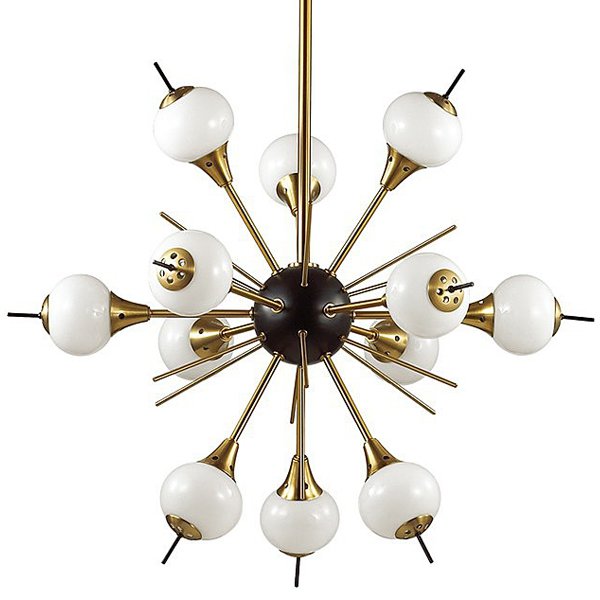 White Glass Globes Sputnik Chandelier     | Loft Concept 