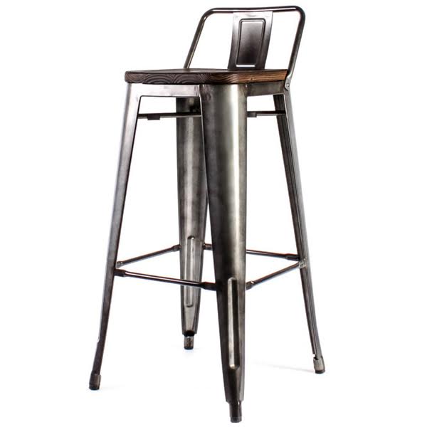  Tolix Bar Stool 75 Backed Wood Silver     | Loft Concept 