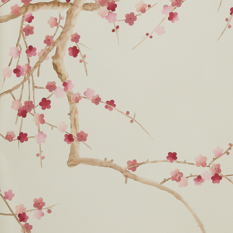    Plum Blossom Blossom on Satin Grey dyed silk    | Loft Concept 