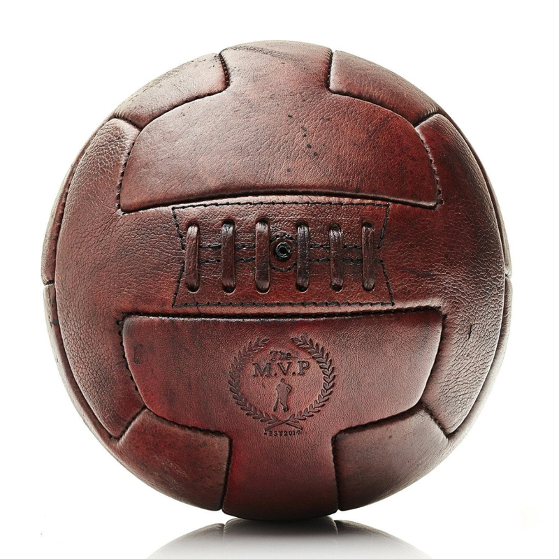      RETRO HERITAGE BROWN LEATHER T SOCCER BALL     | Loft Concept 
