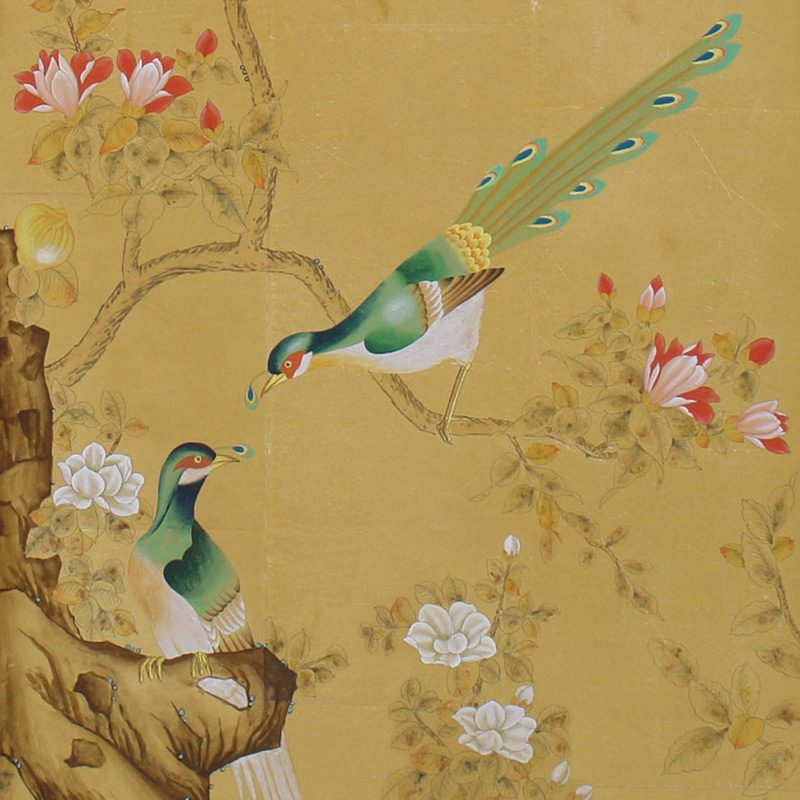 Обои шинуазри Japanese Garden Original colourway on Sienna Earth India tea paper