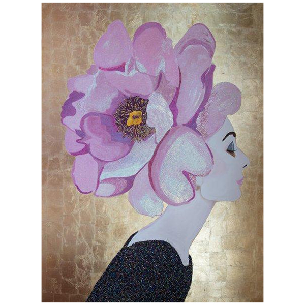  Audrey with Pink Poppy Headdress and Gold Leaf Background    | Loft Concept 