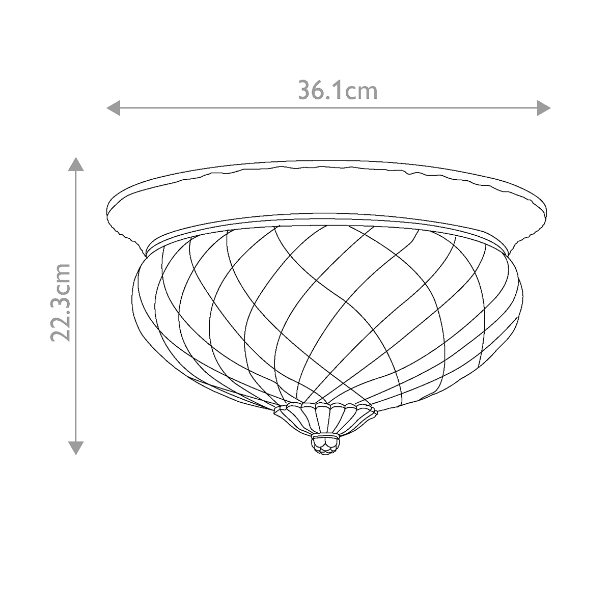 Потолочный светильник цвета латунь с прозрачным рифленым плафоном в форме чаши Hinkley в Москве