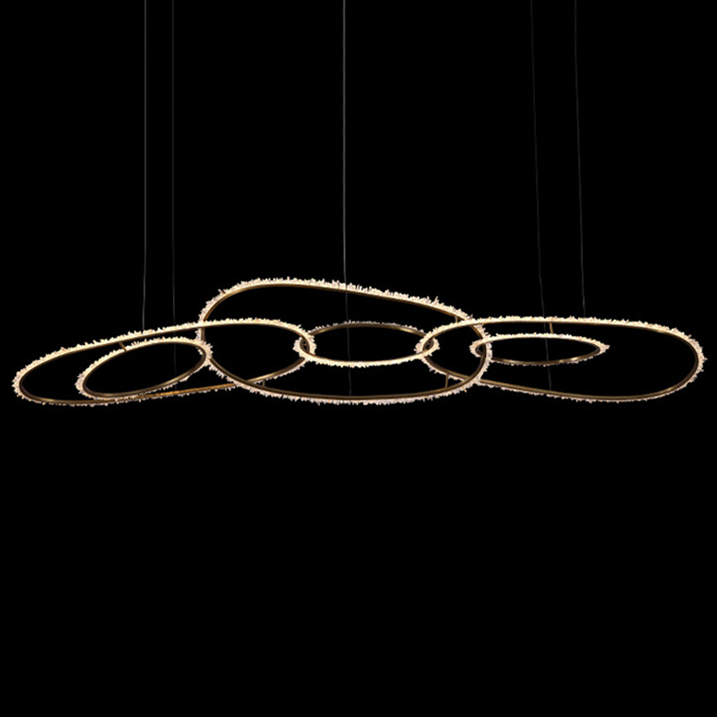  Six Rings Chain Quartz Crystal Chandelier       | Loft Concept 