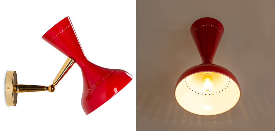 Бра Pair of Italian Bright Red Cones Wall Sconces Бра Pair of Italian Bright Red Cones Wall Sconces - Loft-Concept в Москве