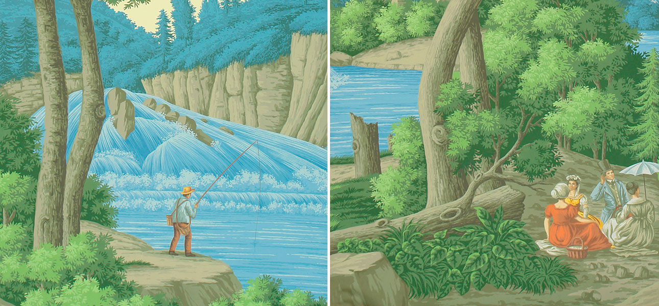 Обои ручная роспись North American River Views Dufour on scenic paper - фото