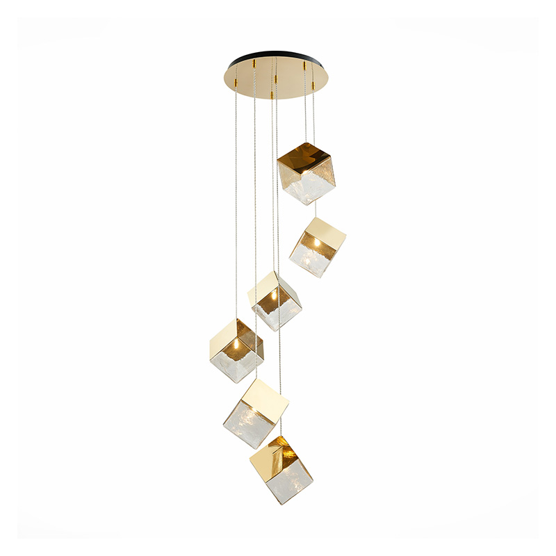   Pyrite Chandelier gold cube 6     | Loft Concept 