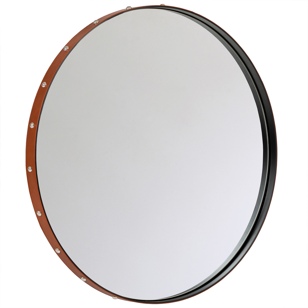 

Зеркало овальное в металлической раме с кожаной отделкой Loft in Reflection
