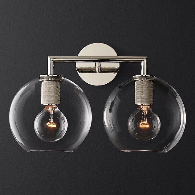 

Бра RH Utilitaire Globe Shade Double Sconce Silver