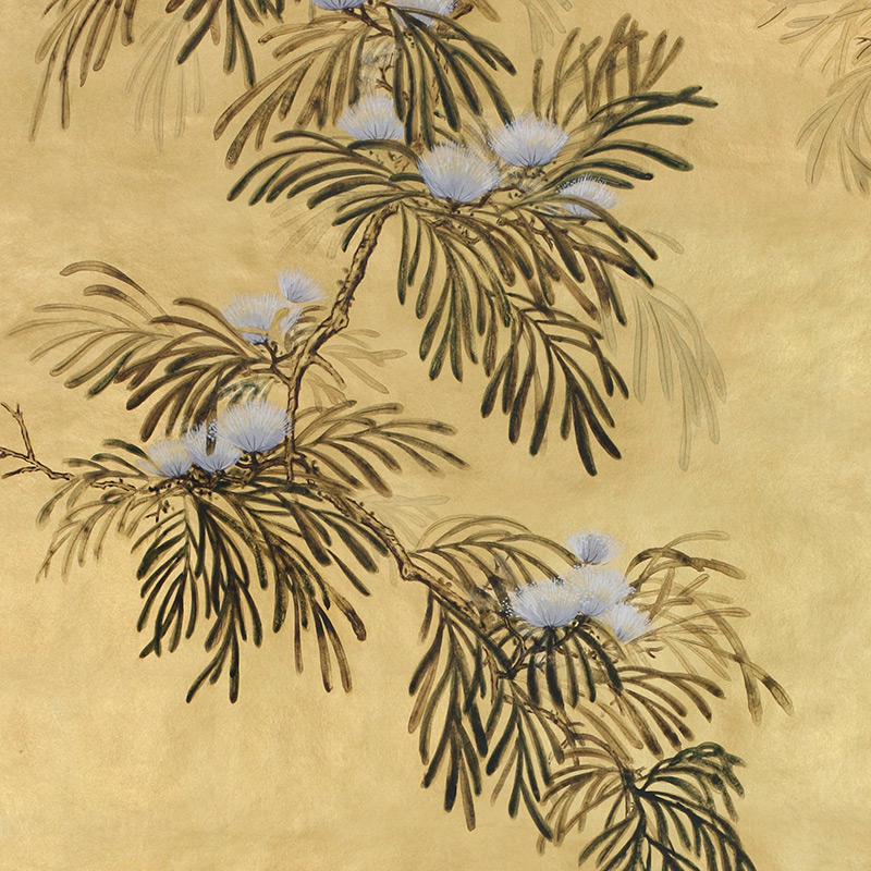 Обои ручная роспись Silk Tree Original colourway on Gold Bullion gilded paper  в Москве | Loft Concept 