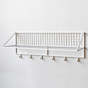 Вешалка с полкой Rhian Industrial Metal Rust Shelf White
