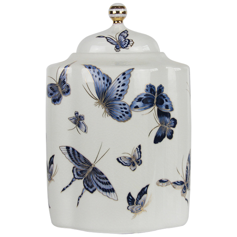    Porcelain Butterfly Blue and Gold Vase      | Loft Concept 