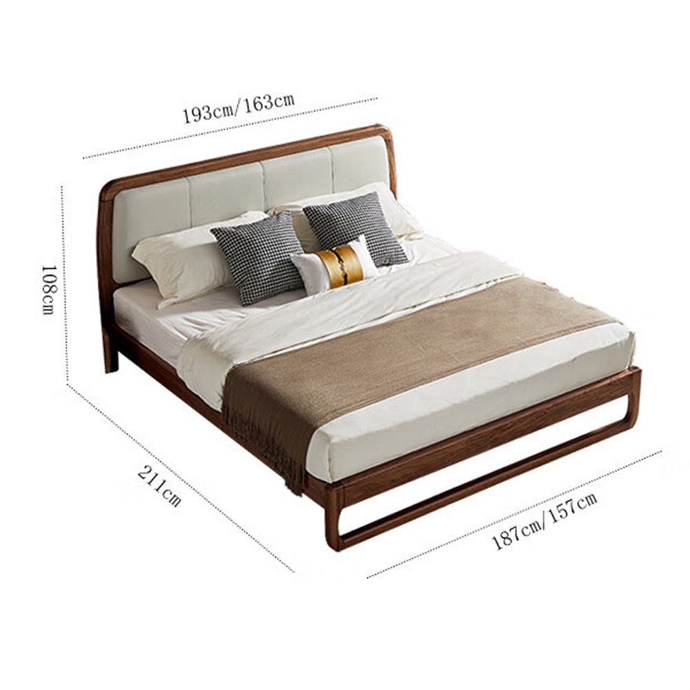 Кровать двуспальная с деревянным каркасом и мягким изголовьем Walnut Bed в Москве