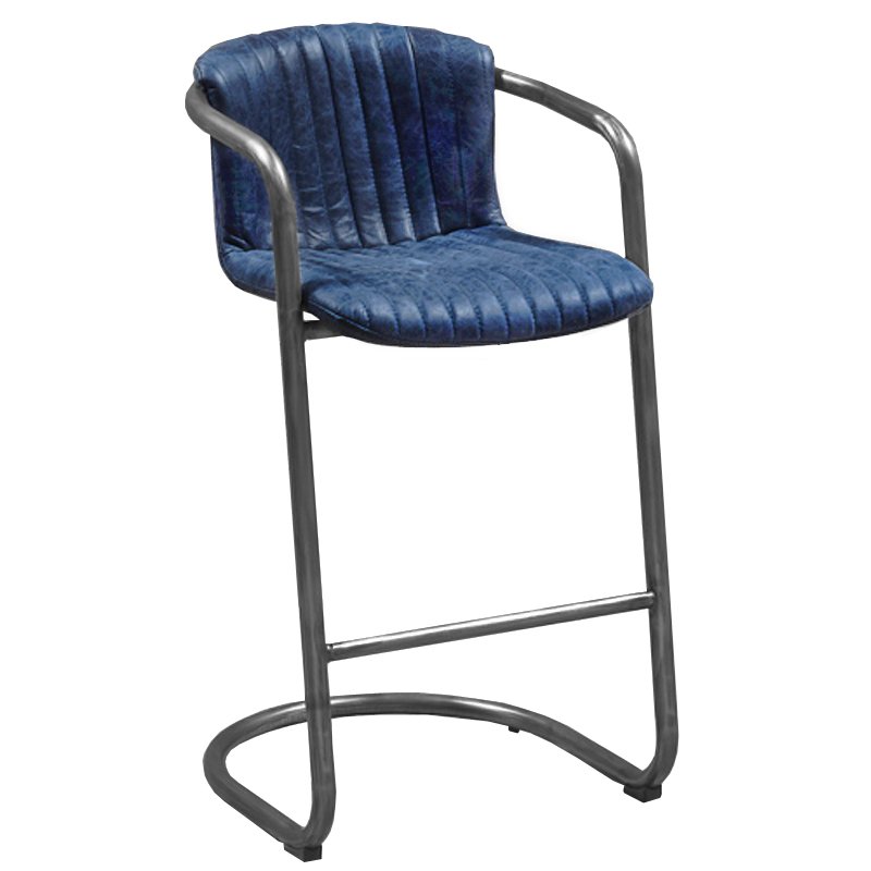   Desmond bar stool LEATHER BLUE     | Loft Concept 