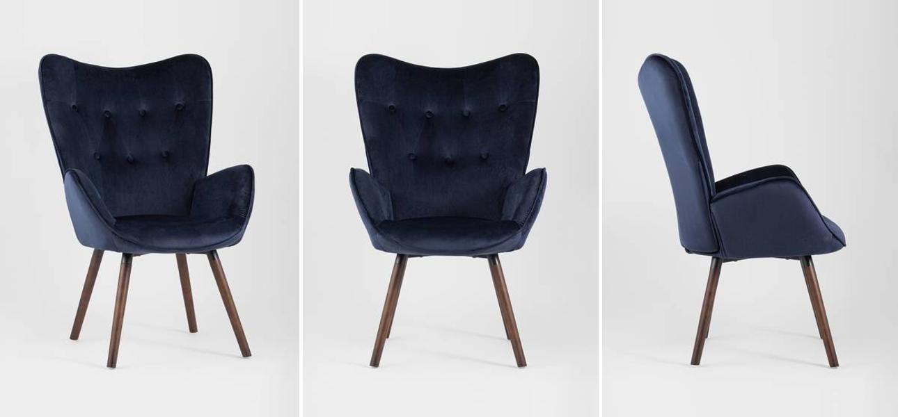 Полукресло Темно-Синий Велюр Grandee Chair - фото