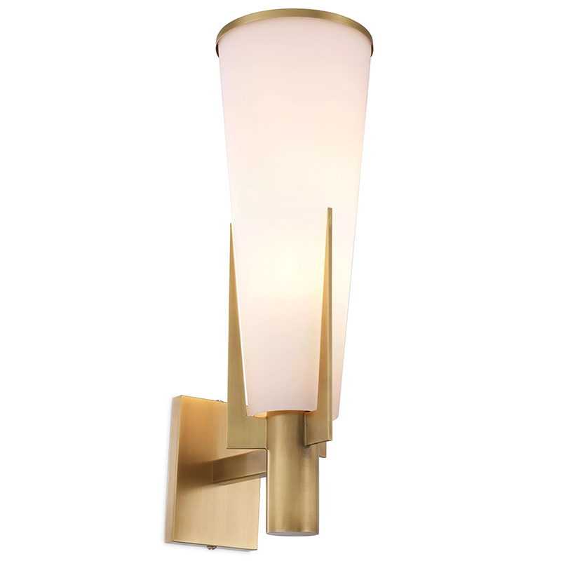 Бра Eichholtz Wall Lamp Dino Brass Латунь Белое матовое стекло в Москве | Loft Concept 