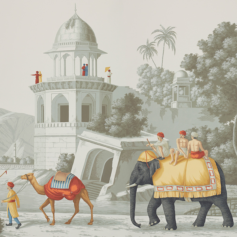    Early Views of India Paille on Crystal Grey scenic paper    | Loft Concept 