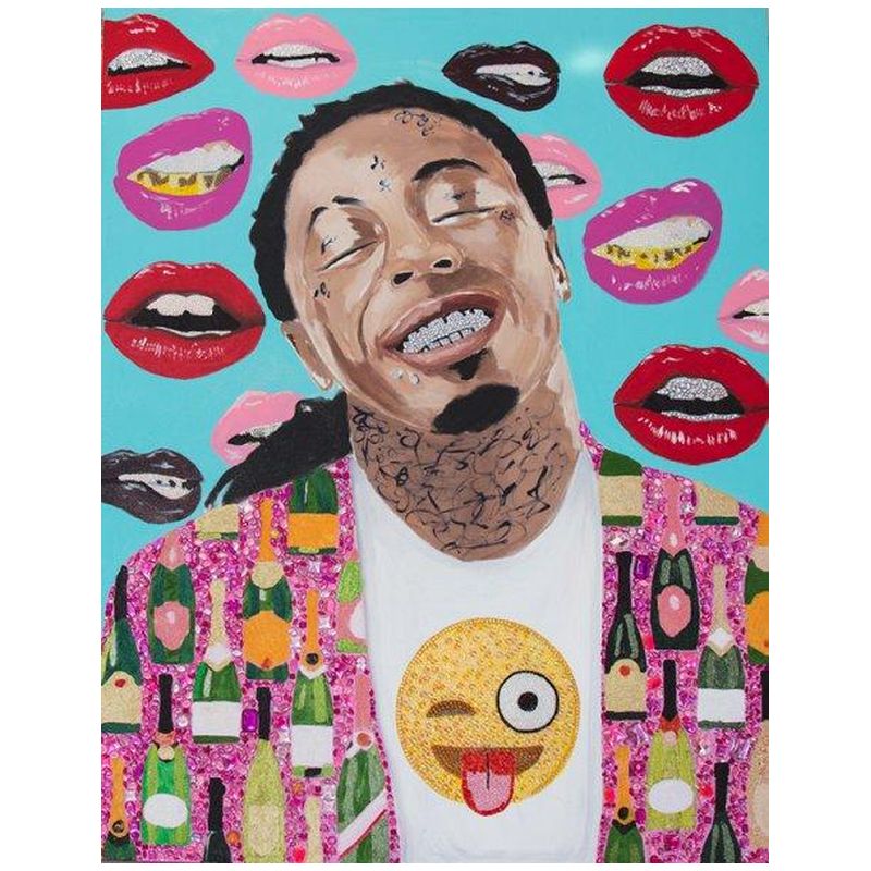  Lil Wayne with Champagne Jacket, Emoji Shirt, and Lips Background    | Loft Concept 