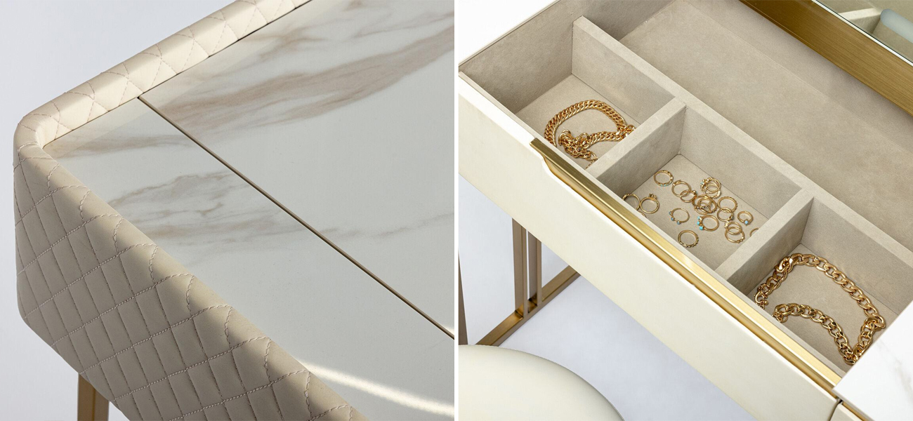 Туалетный столик в комплекте с пуфом Diassa White - фото №1