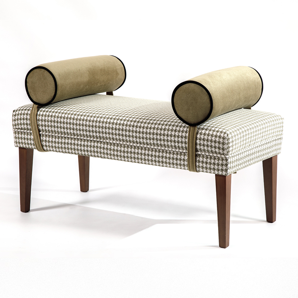 Банкетка с принтом гусиная лапка и бежевыми подлокотниками Banquette PIED DE POULE 73400₽