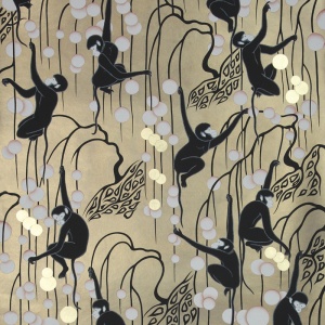 Обои ручная роспись Deco Monkeys Special Colourway on Brushed Gold gilded paper