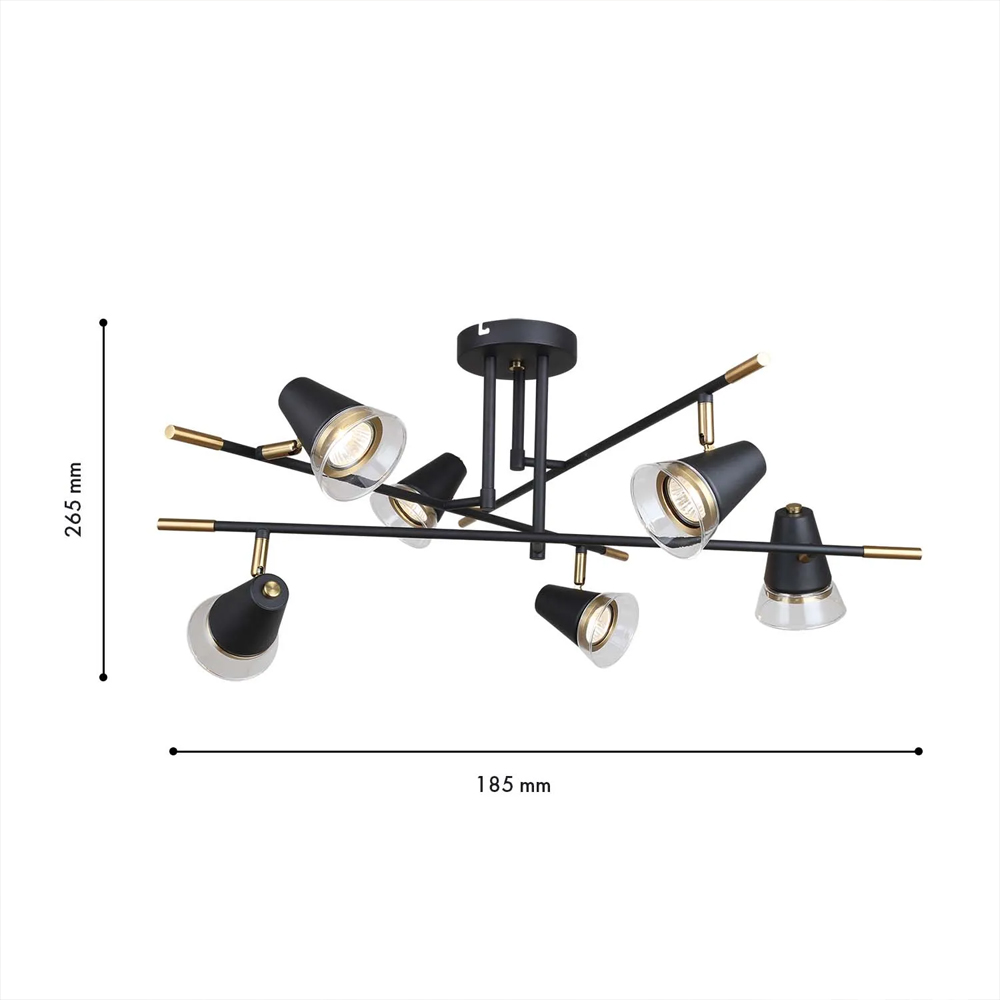 Потолочный светильник с конусообразными плафонами с контрастным сочетанием бронзы и глубоким черным цветом Aurika в Москве