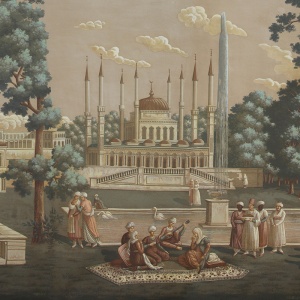 Обои ручная роспись Rives du Bosphore Special Colourway on antique scenic Xuan paper
