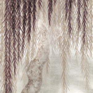 Обои ручная роспись Willow Boysenberry on White Metal gilded paper