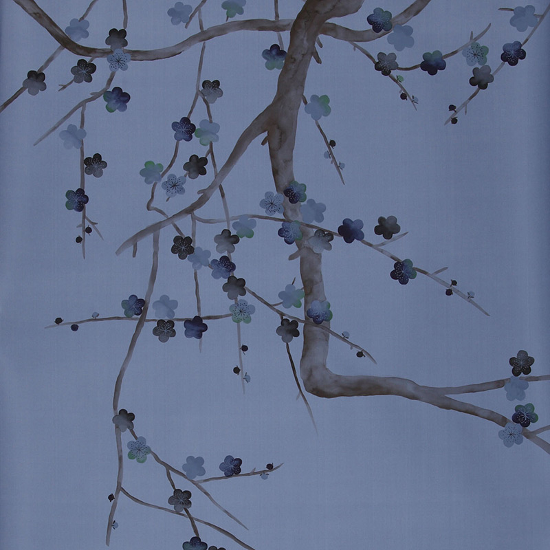    Plum Blossom Special Colourway on Sky Blue dyed silk    | Loft Concept 