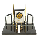 Настольный письменный набор из мрамора и змеевика с гербом России Marble Accessory варинант исполнения - 1 | Loft Concept в Москве