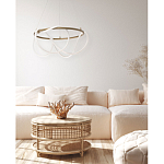 Люстра подвесная круглая золотого цвета с белыми изогнутыми световыми линиями Luke Lampco Tracer Lamp варинант исполнения - 13 | Loft Concept в Москве