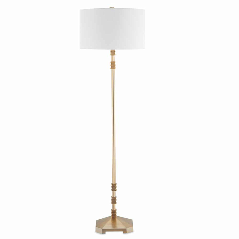 Торшер с абажуром в форме цилиндра на золотистом каркасе Floor lamp Amanda Белый Золотой в Москве | Loft Concept 