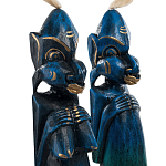 Комплект из 2-х деревянных статуэток Asmat Straw Headdress Statuettes Blue варинант исполнения - 9 | Loft Concept в Москве