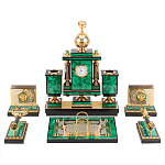 Настольный письменный набор из малахита и долерита с декором в виде герба России Leader Organizer варинант исполнения - 1 | Loft Concept в Москве