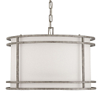 Подвесной светильник в виде барабана с тканевым абажуром и металлическим каркасом Warm Glow варинант исполнения - 3 | Loft Concept в Москве