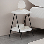 Стол приставной с 2-мя круглыми белыми столешницами ESSEL SIDE TABLE WHITE варинант исполнения - 7 | Loft Concept в Москве