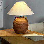 Настольная лампа керамическая коричневая с тканевым абажуром Eastern Tale варинант исполнения - 1 | Loft Concept в Москве