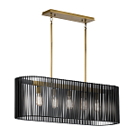 Люстра подвесная овальной формы с металлическим решетчатым абажуром матово-черного цвета и 5 лампами Kichler варинант исполнения - 2 | Loft Concept в Москве