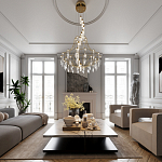 Люстра подвесная из металла с хрустальными прозрачными подвесками Quasar 81 варинант исполнения - 6 | Loft Concept в Москве