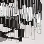 Люстра круглая из матового черного металла с подвесками из прозрачных стеклянных трубок Noir Tubes варинант исполнения - 5 | Loft Concept в Москве