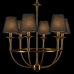 Люстра на металлическом основании бронзового цвета с 6-ю черными конусовидными абажурами Dignity варинант исполнения - 7 | Loft Concept в Москве