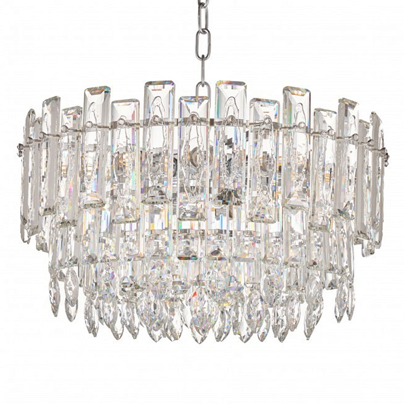Круглая люстра с хрустальными подвесками на серебряном каркасе Gorgeous Crystal Light Хром Прозрачный Круглая люстра с хрустальными подвесками на серебряном каркасе Gorgeous Crystal Light Хром Прозрачный в Москве | Loft Concept