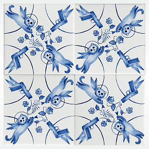 Плитка с узором 2 кота 2 пистолета